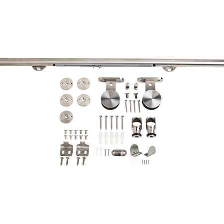 Hardware Resources Barn Door Hardware Kit Contemporary Bar w/Soft-close Stainless Steel 6 ft Lengthaged BDH-05SS-72-R